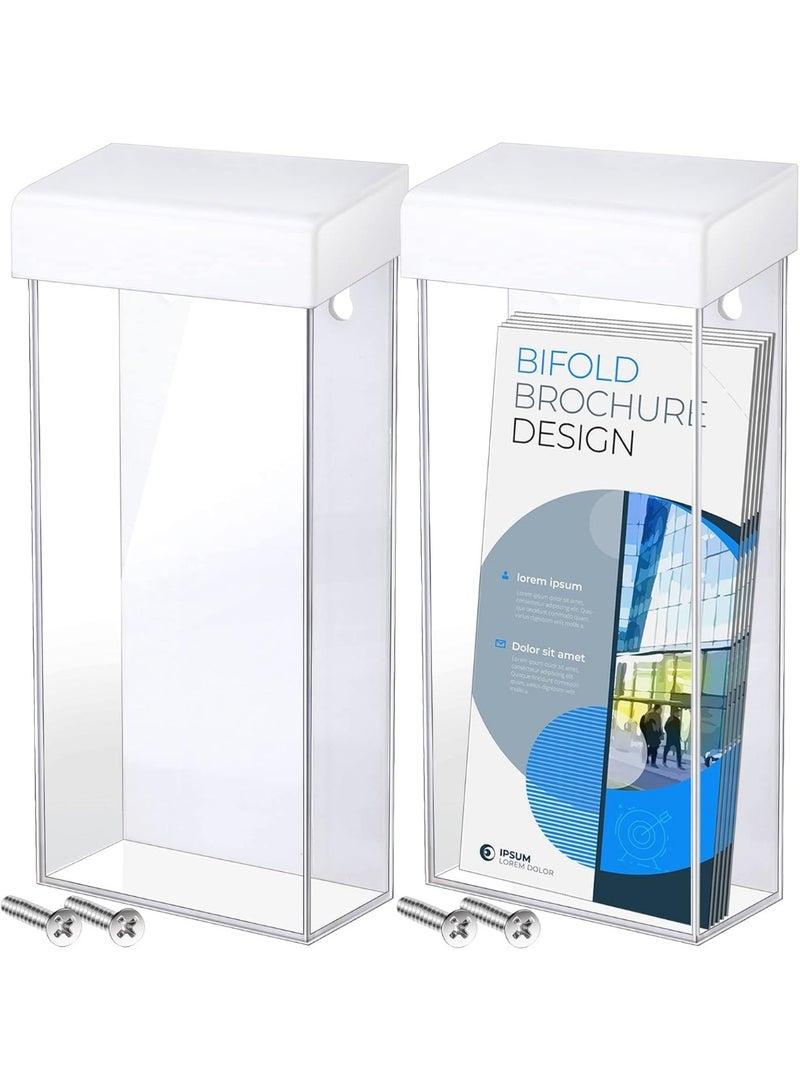 سيوسي Clear Acrylic Brochure Holders, Plastic Literature Holder, Wall Mount Clear Countertop Organizer, Display Stand for Pamphlets, Flyers, Business Cards, Office/Home Use(2-Pack,Transparent) - Image 1